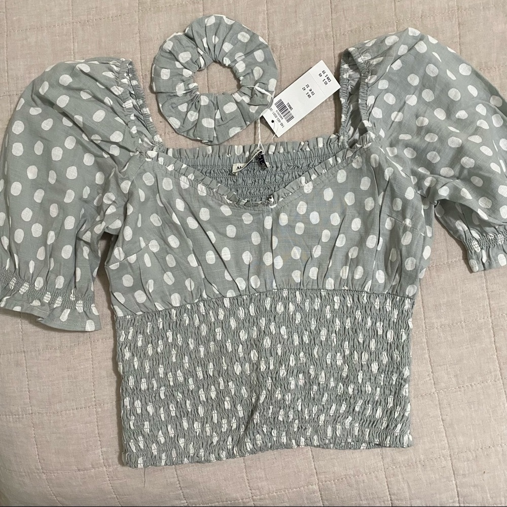 Abercrombie Puff Sleeve Smocked Top